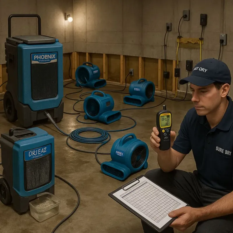Structural Drying and Dehumidification process in Swansea, MA